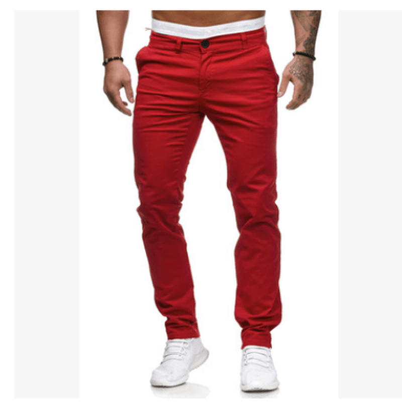 Slim-Fit Men'S Casual Color Trousers - MRSLM