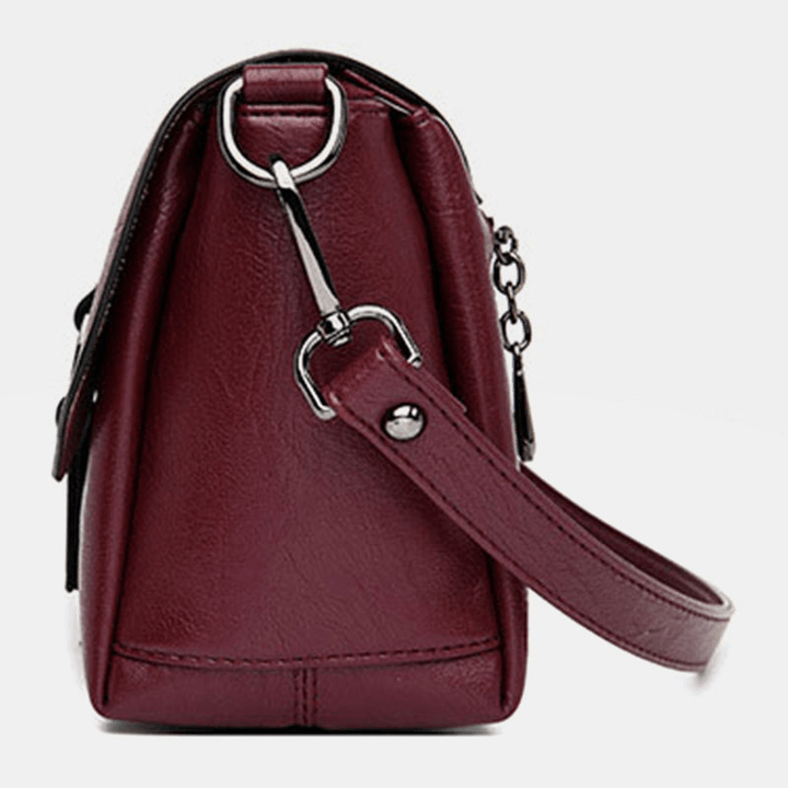 Women Retro Faux Leather Waterproof Magnetic Snap Shoulder Bag 6.5 Inch Phone Bag Crossbody Bag - MRSLM