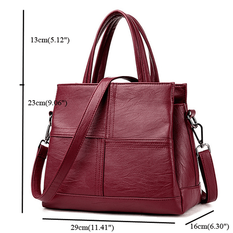 3 Main Pockets Women Casual PU Leather Handbag - MRSLM