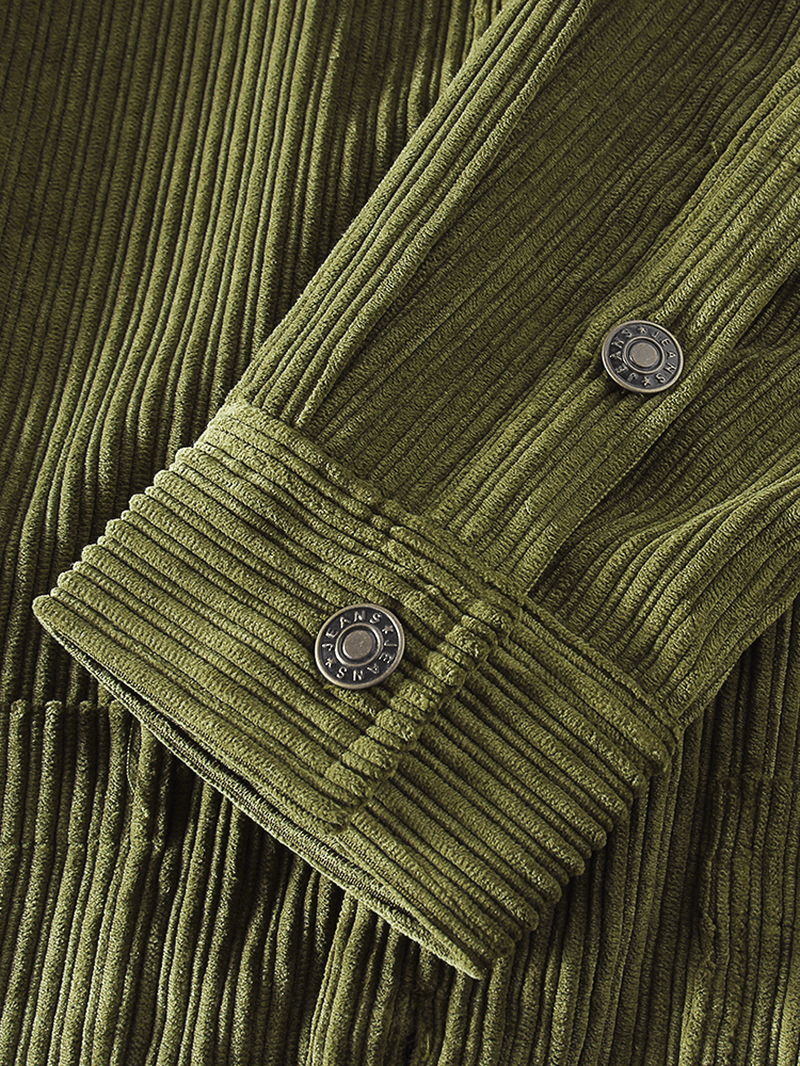 Banggod Design Men Corduroy Multi Pockets Long Sleeve Vintage Shirts Jacket - MRSLM
