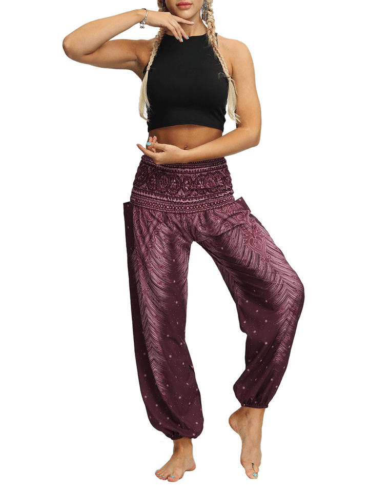 Women High Waist Vintage National Style Loose Yoga Harem Pants - MRSLM