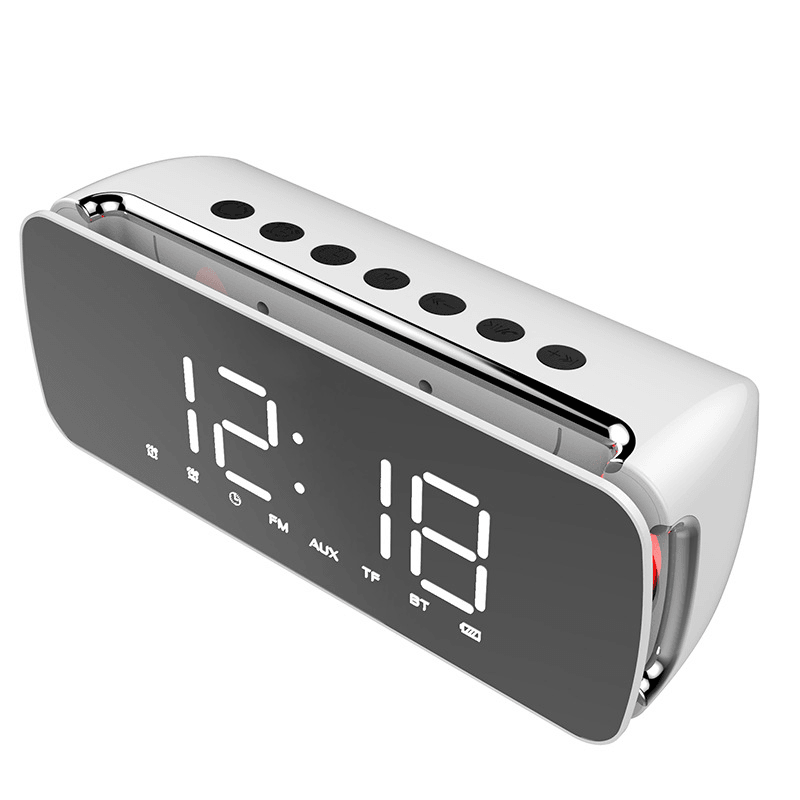 Dido LED LCD Screen Mirror Clock Hi-Fi Fuction Bluetooth TF AUX Play FM Broadcast Radio Surround Sound Box Alarm Clock - MRSLM