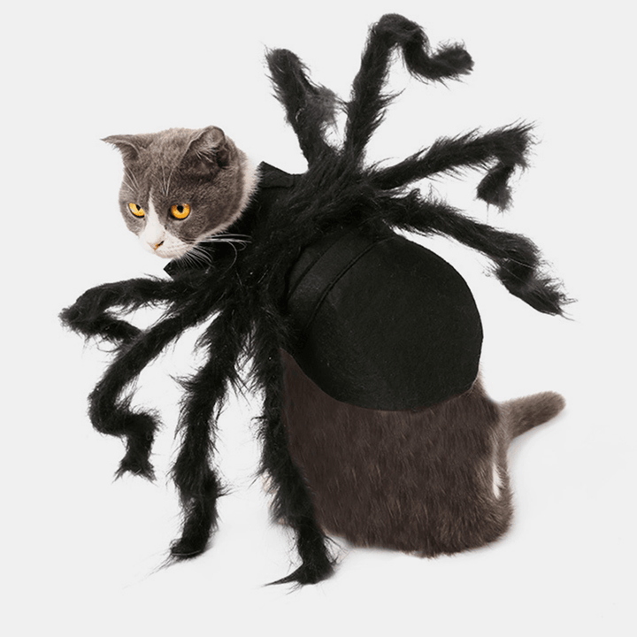 Pet Halloween Funny Spider Clothes Cat Dog Horror Simulation Plush Spider Clothes for Party Dress - MRSLM