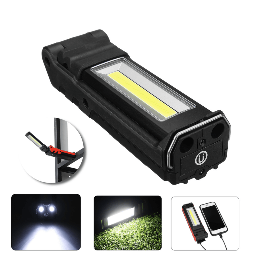 2LED+COB 400LM LED Work Light USB Rechargeable Foldable 270° Adjustable Flashlight Car Maintenance Light Camping Travel - MRSLM