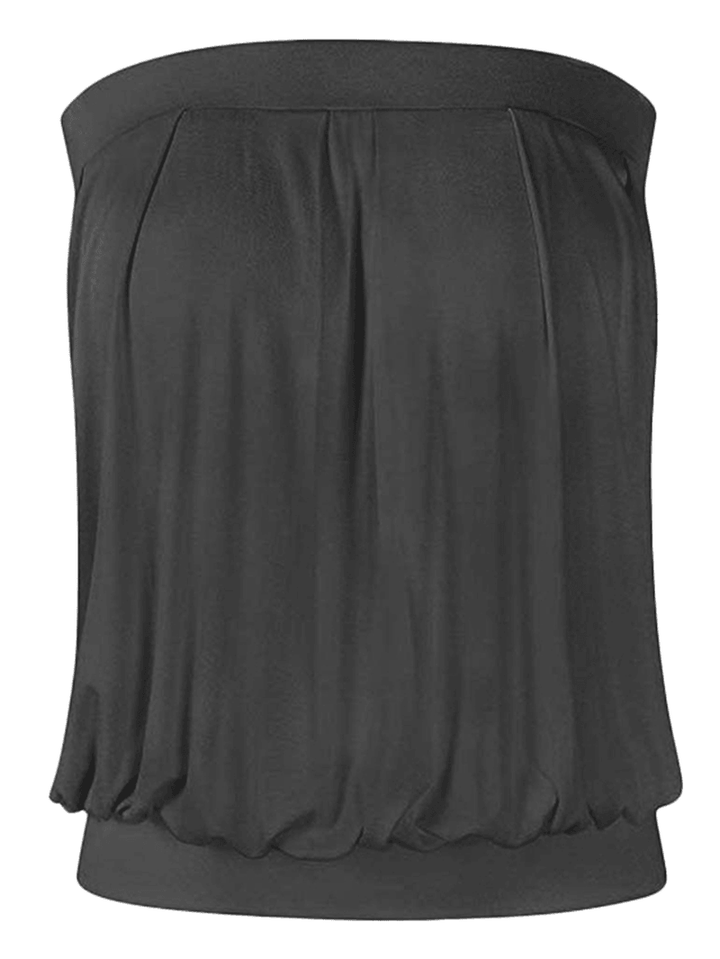 Pleated Strapless Sleeveless Solid Casual Cami - MRSLM