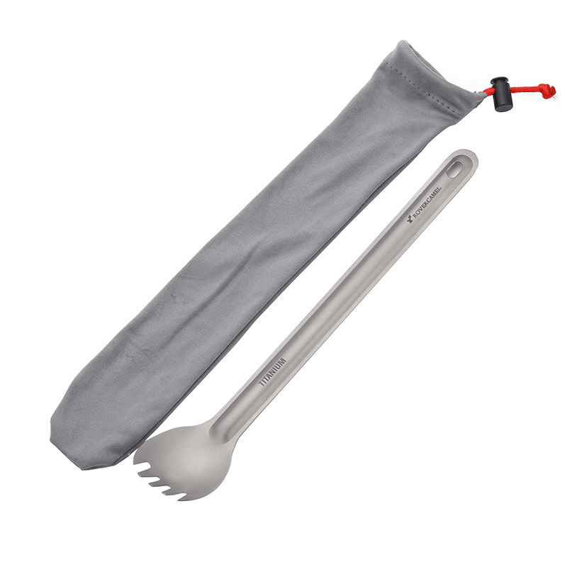 Ipree® Ta8121F Titanium Long Handle Fork Spoon Camping Picnic Tableware - MRSLM