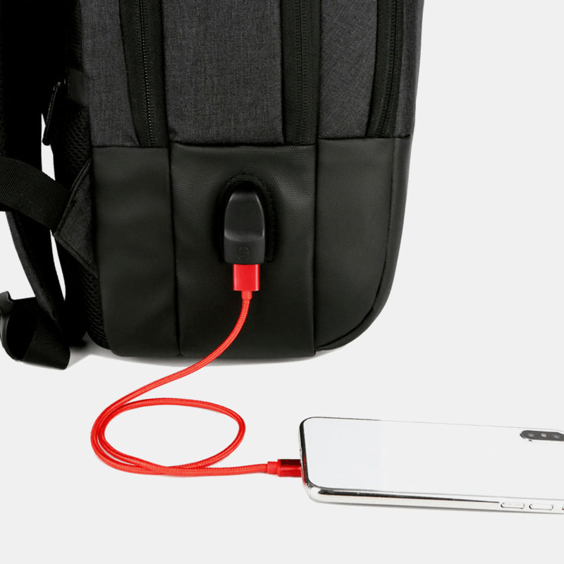 Men Large Capacity Waterproof USB Charging 15.6 Inch Laptop Bag Business Outdoor Backpack - MRSLM
