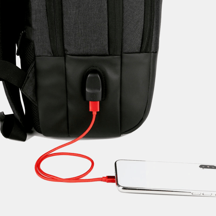 Men Large Capacity Waterproof USB Charging 15.6 Inch Laptop Bag Business Outdoor Backpack - MRSLM