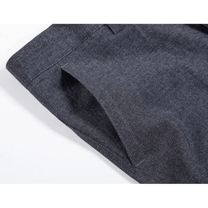Men'S Business Cotton Thin High Rise Loose Zipper Fly Casual Dress Pants - MRSLM