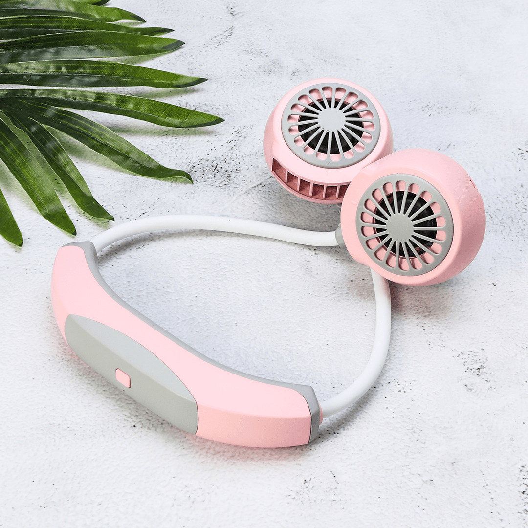 Mini USB Portable Fan Neck Fan Neckband with Rechargeable Battery Small Desk Fans Handheld Air Cooler Conditioner - MRSLM