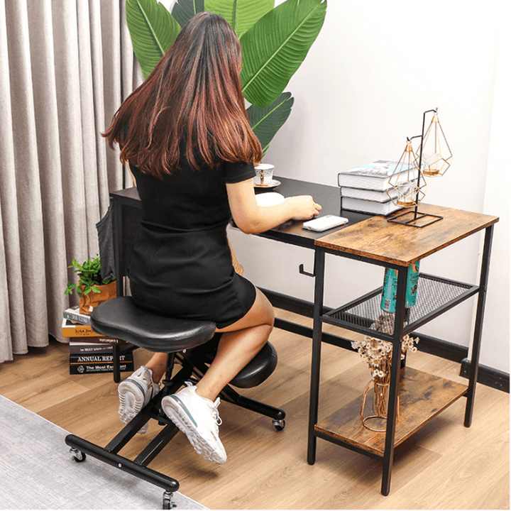 Kneeling Chair Corrective Seat Rollers Height Adjustable Stable Office Home Chair Knee Cushion - MRSLM