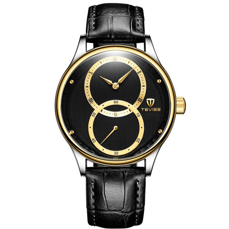 TEVISE 820C Casual Style Automatic Mechanical Watch 24 Hours Display Genuine Leather Band Men Watch - MRSLM