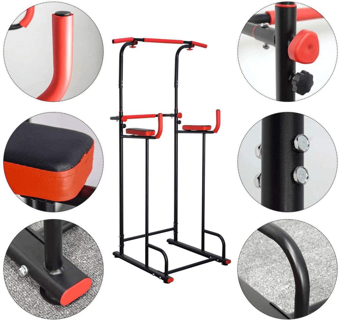 Adjustable Power Tower Pull up Bar Dip Station Multi-Function Workout Equipment Raining Fitness Exercise Home Gym - MRSLM