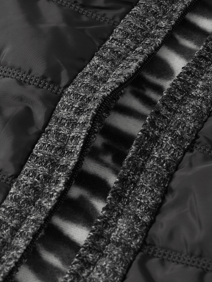 Mens Knitting Patchwork Slant Pocket Zipper Long Sleeve Warm Thick Jacket - MRSLM