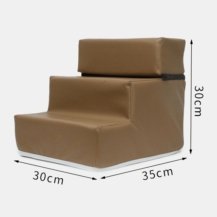 Dog Stairs Leather Pet Ladder Sponge Stairs Dog Teddy on Sofa on Bed Ladder - MRSLM