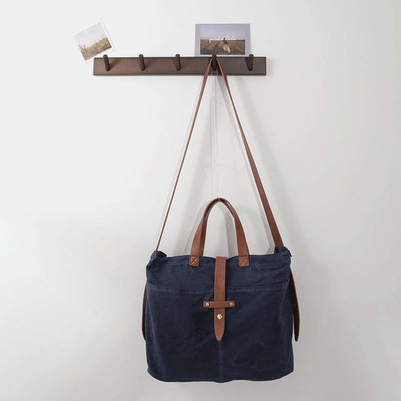 Men Vintage Patchwork Washed Craft Canvas Crossbody Bag Briefcase Teacher Bag - MRSLM