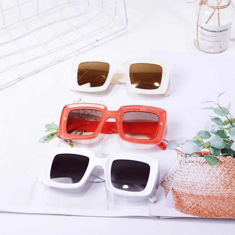 Simple Big Frame Sunglasses Women Anti-Ultraviolet round Face Retro Square Sunglasses - MRSLM