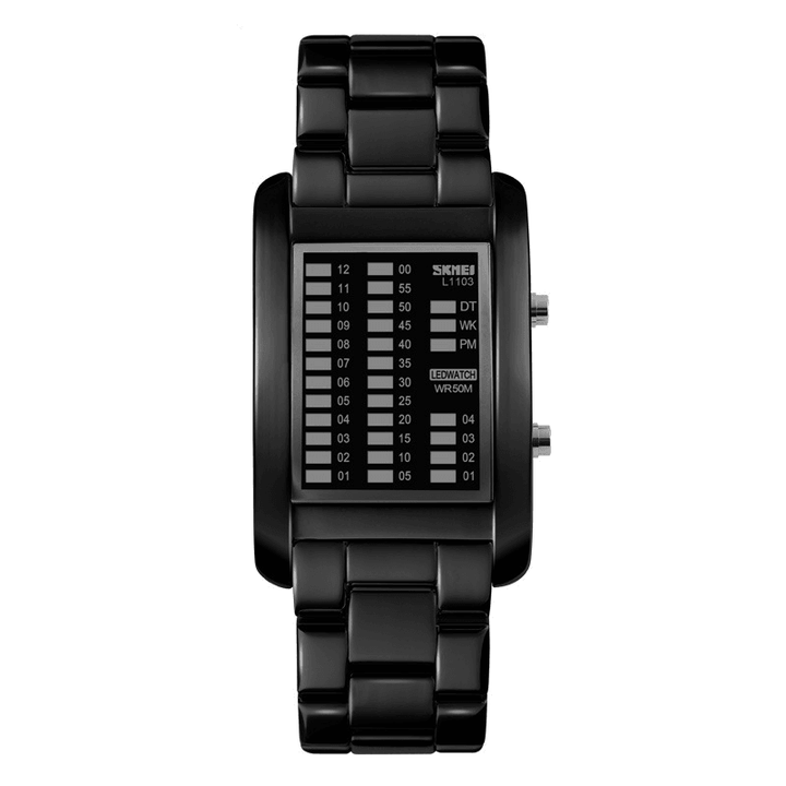 SKMEI 1103 Business Style LED Display Wrist Watch Steel Band Creative Style Digital Watch - MRSLM