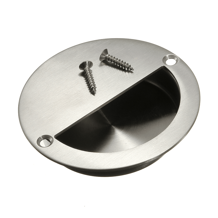 Flush Recessed Pull Door Handle SUS Stainless Steel Circular Covered Type with 2 Screws - MRSLM