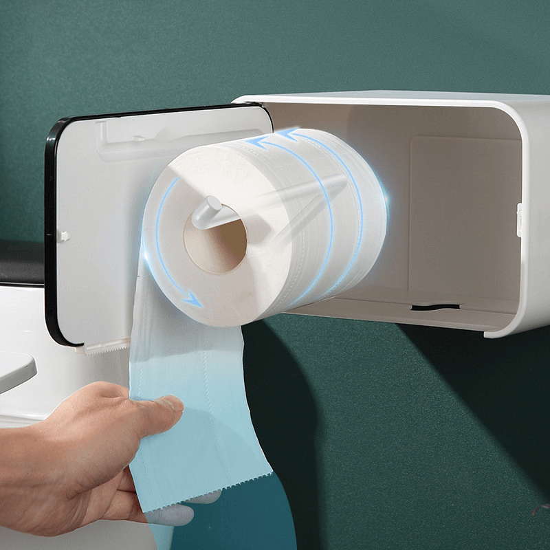 Toilet Paper Holder Shelf Waterproof Bathroom Roll Napkin Box Wall Mounted Tissue Case - MRSLM