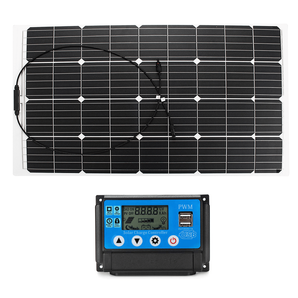 120W 18V Monocrystalline Silicon Semi-Flexible Solar Panel for Car Boat Battery Charge with 30A Solar Controller - MRSLM
