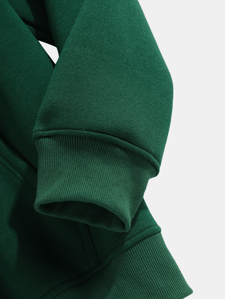 Mens Green Long Sleeve Drawstring Hoodies with Kangaroo Pocket - MRSLM