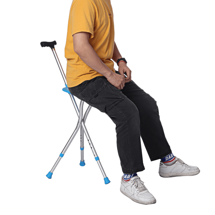 Portable Folding Cane Chair Aluminium Tripod Hiking Walking Stick with Seat Ultralight Chair Load-Bearing 200Kg - MRSLM