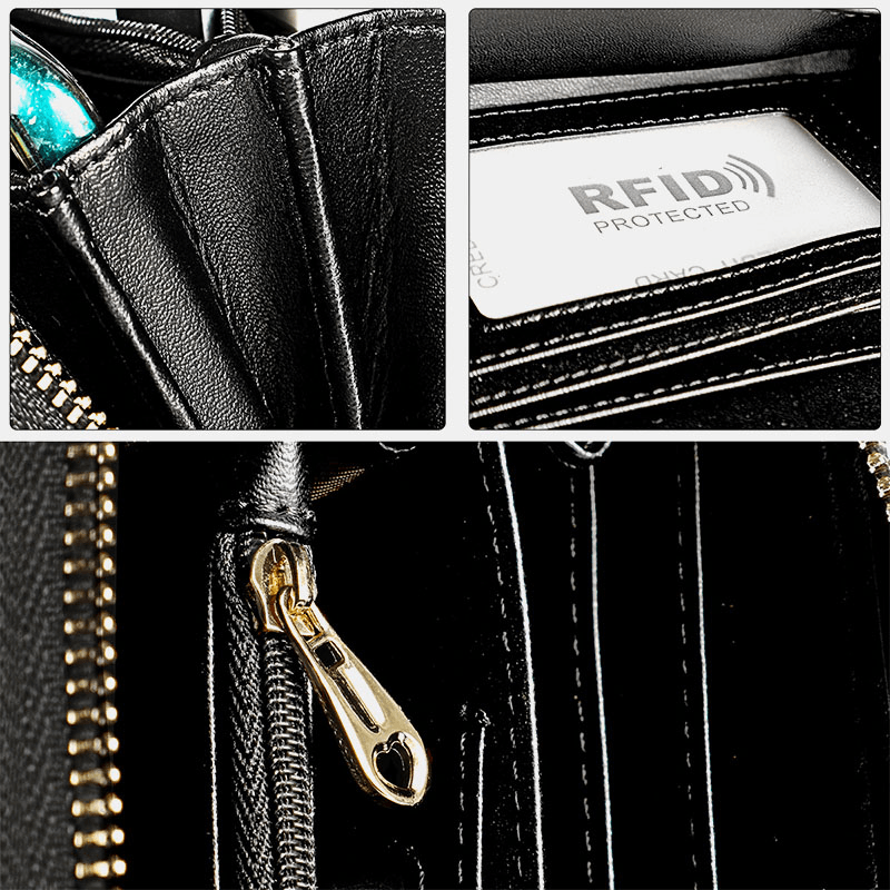 Men Genuine Leather RFID Blocking Wallet Clutches Bags - MRSLM