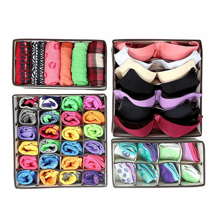Honana HN-B52 4Pcs Closet Underwear Organizer Non Woven Bra Underwear Socks Drawer Storage Boxes - MRSLM