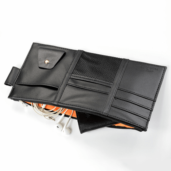 Multifunctional Leather Car Storage Bag Visor Cover Card License Holder Glasses Folder - MRSLM