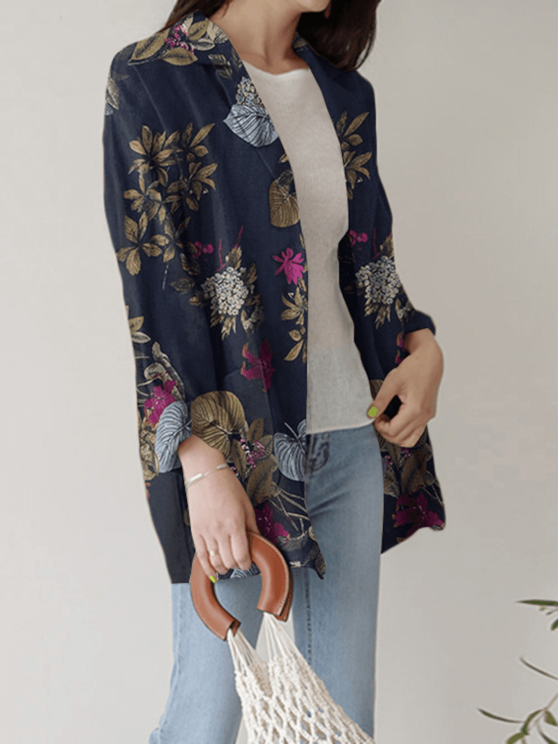 Women Full Sleeve Casual Loose Floral Printing Leisure Workwear Suit - MRSLM