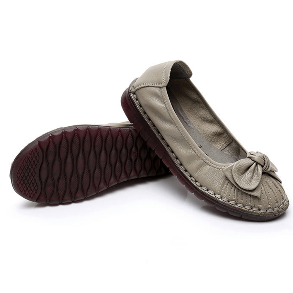 Women Bowknot Decor Comfy Non Slip Casual Loafers - MRSLM
