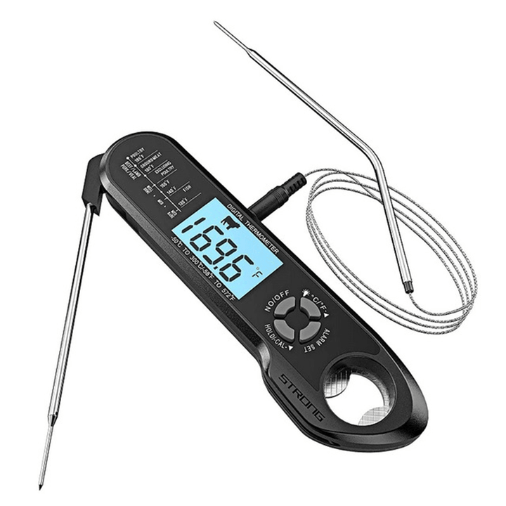 Meat Food Thermometer Instant Read Oven Safe 2 in 1 Dual Probe Digital Food Thermometer with Alarm Backlight for Kitchen Cooking Grilling Smoking BBQ - MRSLM