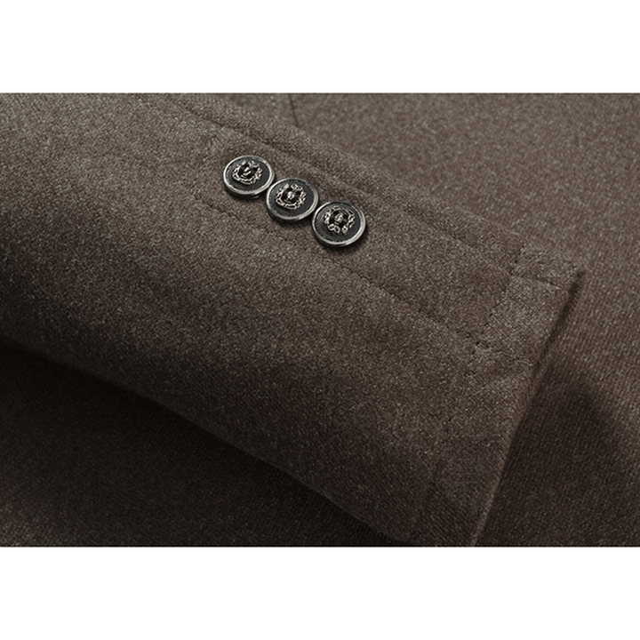 Men'S Stylish Casual Business Woolen Chest Zipper Slim Fit Stand Collar Jacket - MRSLM