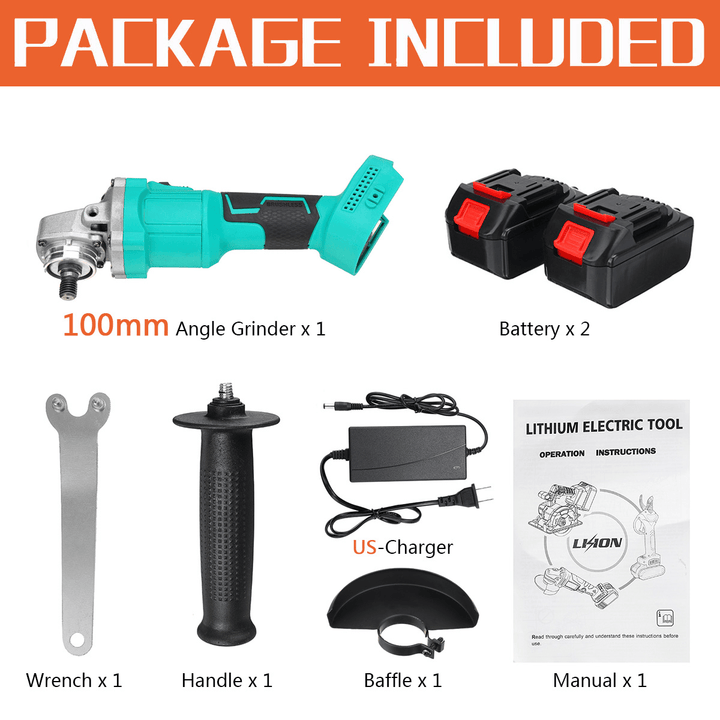 100Mm Brushless Cordless Angle Grinder 3 Gears Polishing Grinding Cutting Tool with Battery Also for for Makita 18V Battery - MRSLM