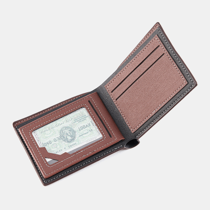 Men Bifold Short RFID Antimagnetic Wallet Vintage Multi-Card Slots Card Holder Money Clip - MRSLM