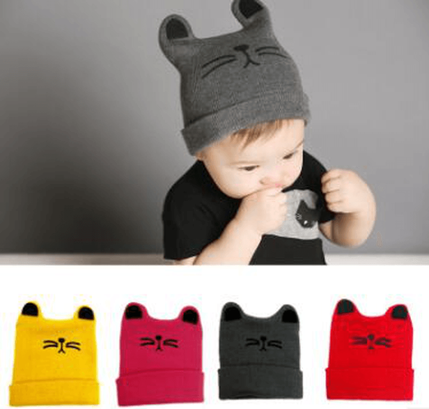 Baby Newborn Baby Knitting Cartoon Child Children Girls Cat Ear Hat Beanie Hat Cap Warm Autumn Winter - MRSLM