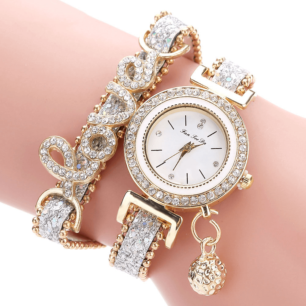 Deffrun Pendant Women Bracelet Watch Crystal Fashion Style Full Alloy Quartz Watch - MRSLM