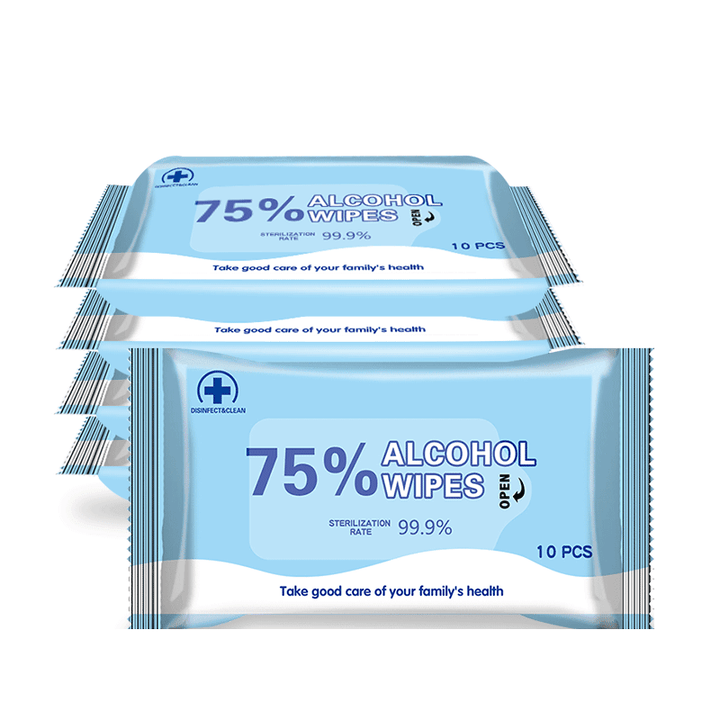 XINQING 5 Packs of 10Pcs 75% Medical Alcohol Wipes 99.9% Antibacterial Disinfection Cleaning Wet Wipes Disposable Wipes for Cleaning and Sterilization in Office Home School Swab - MRSLM