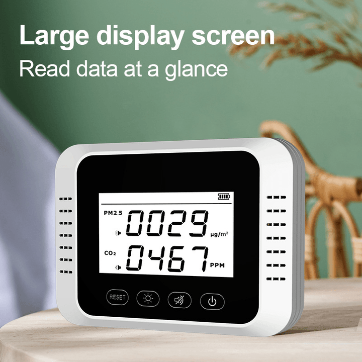 X8 Carbon Dioxide CO2 PM2.5 Air Quality Detector CO2 Detector Large Screen Displays with Sound Alarm - MRSLM
