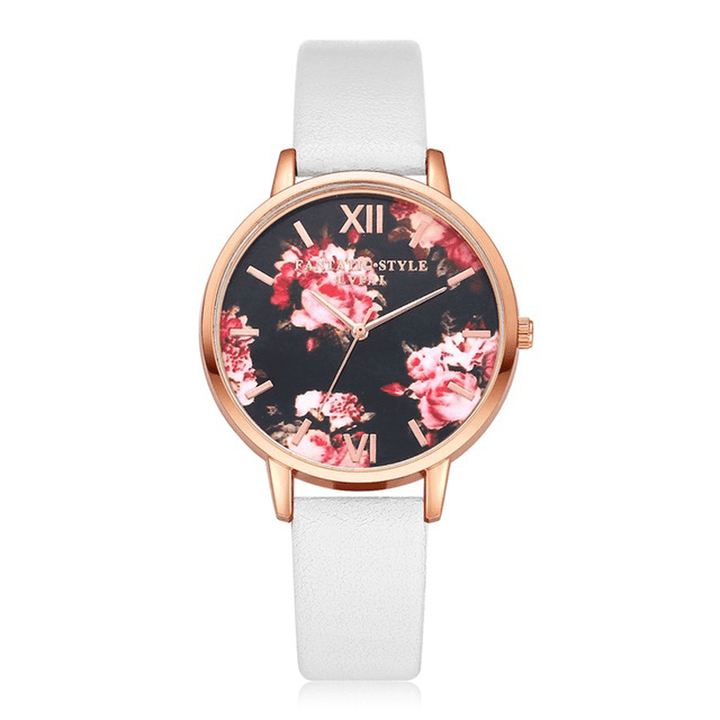 LVPAI P086 Flower Display Elegant Design Ladies Wrist Watch PU Leather Band Quartz Watch - MRSLM