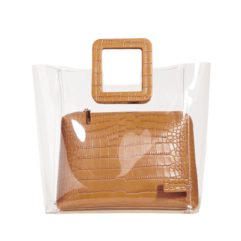 Women Clear Crocodile Pattern 2 Pieces Handbag - MRSLM