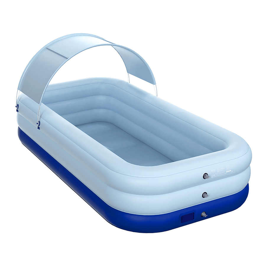 10Ft Automatic Inflatable Swimming Pool Family Bath Pools Paddling Pools with Sunshade Outdoor Garden - MRSLM