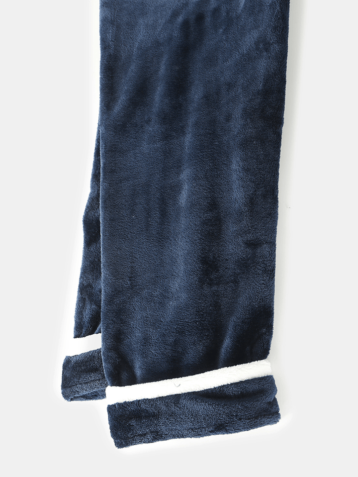 Women Flannel Letter Graphics Embroidery Sweatshirts Elastic Waist Pants Home Pajama Set - MRSLM