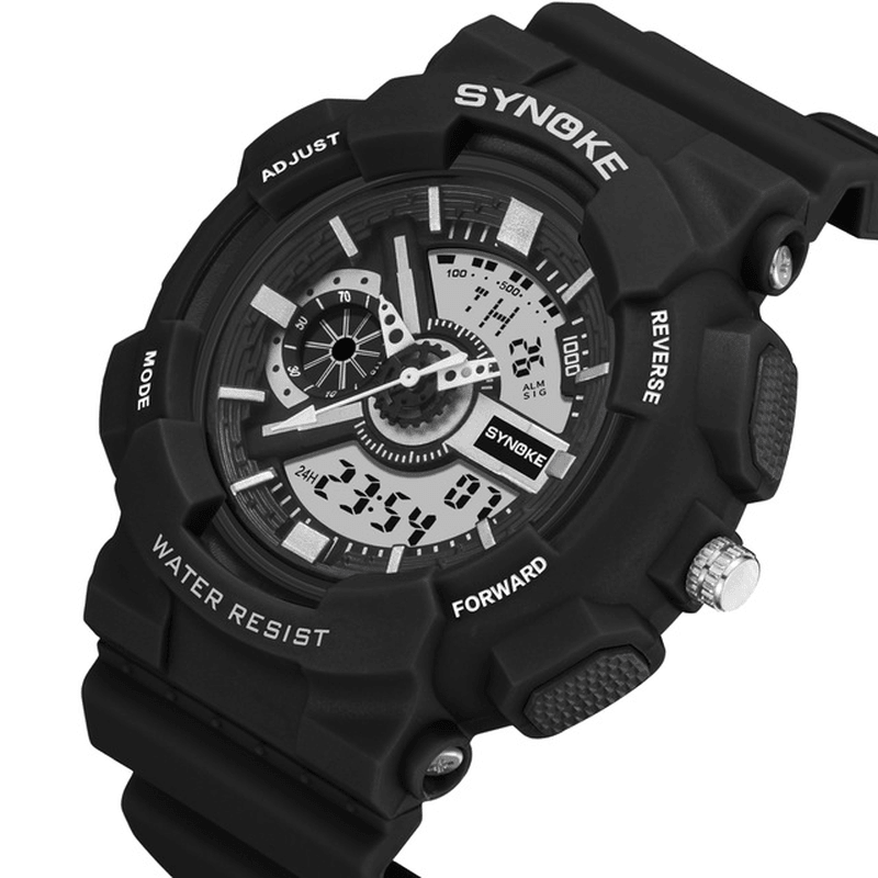 SYNOKE 9015 Double Display Movement Luminous Alarm Calendar Sports Dual Display Digital Watch Men Watch - MRSLM
