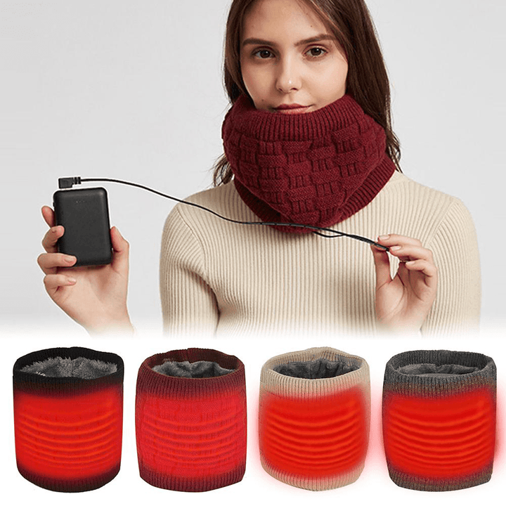 Electric USB Charging Heating Scarf Washable Thermal Soft Heated Scarf Wrapped Neck Warmer Autumn Winter Warm Equipment - MRSLM