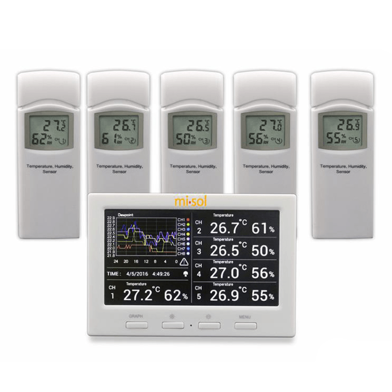 Misol HP3001 Wireless Weather Station with 5 Sensors 5 Channels Color Screen Data Logger Connect to Computer - MRSLM