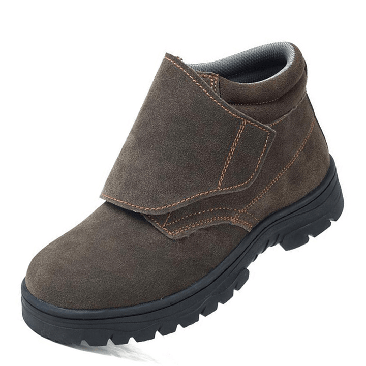 Men Cowhide Suede Non Slip Soft Sole Toe Protected Casual Safety Working Boots - MRSLM
