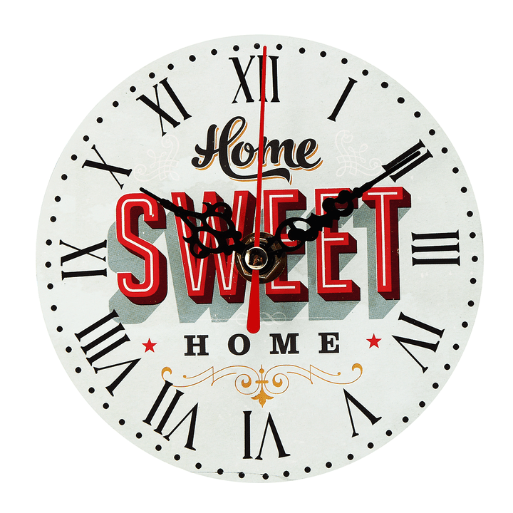 12Cm Vintage Rustic round Wooden Wall Clock Chic Antique Home Office Decor Gifts - MRSLM