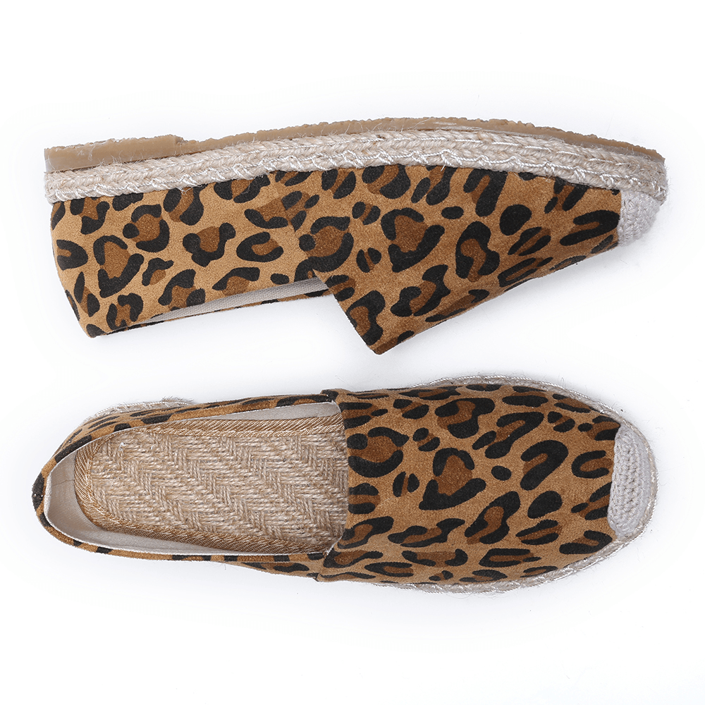 Women Leopard Printing Comfy Lightweight Casual Slip on Espadrille Flats - MRSLM
